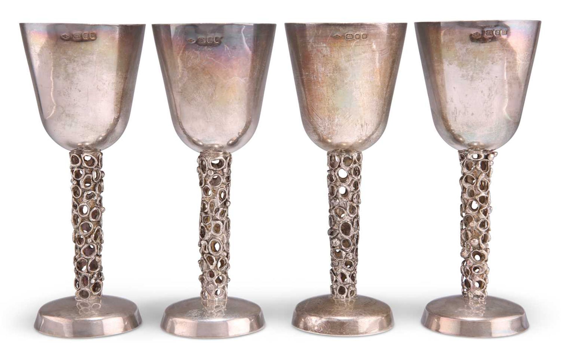 A SET OF FOUR ELIZABETH II SILVER GOBLETS