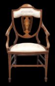 A LATE VICTORIAN INLAID ROSEWOOD PARLOUR CHAIR