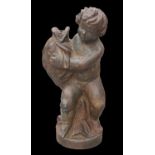 A CAST IRON FIGURE OF A PUTTO