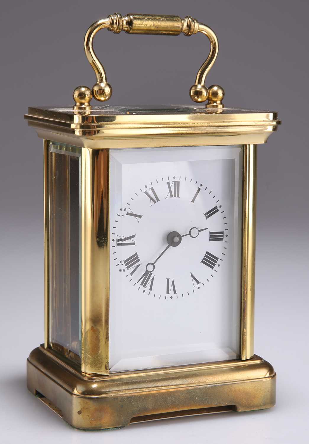 A 20TH CENTURY BRASS CASED CARRIAGE CLOCK