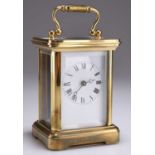 A 20TH CENTURY BRASS CASED CARRIAGE CLOCK