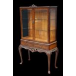 A GEORGIAN STYLE BURR WALNUT VITRINE