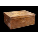 AN IRISH EARLY VICTORIAN AMARANTH AND MARQUETRY BOX