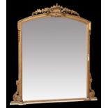 A 19TH CENTURY GILTWOOD OVERMANTEL MIRROR