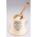 A 19TH CENTURY ADVERTISING APOTHECARY PESTLE AND MORTAR