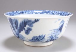 A CHINESE BLUE AND WHITE 'RED CLIFF VISIT' BOWL