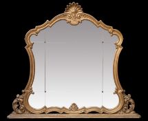 A LOUIS XV STYLE GILTWOOD OVERMANTEL MIRROR