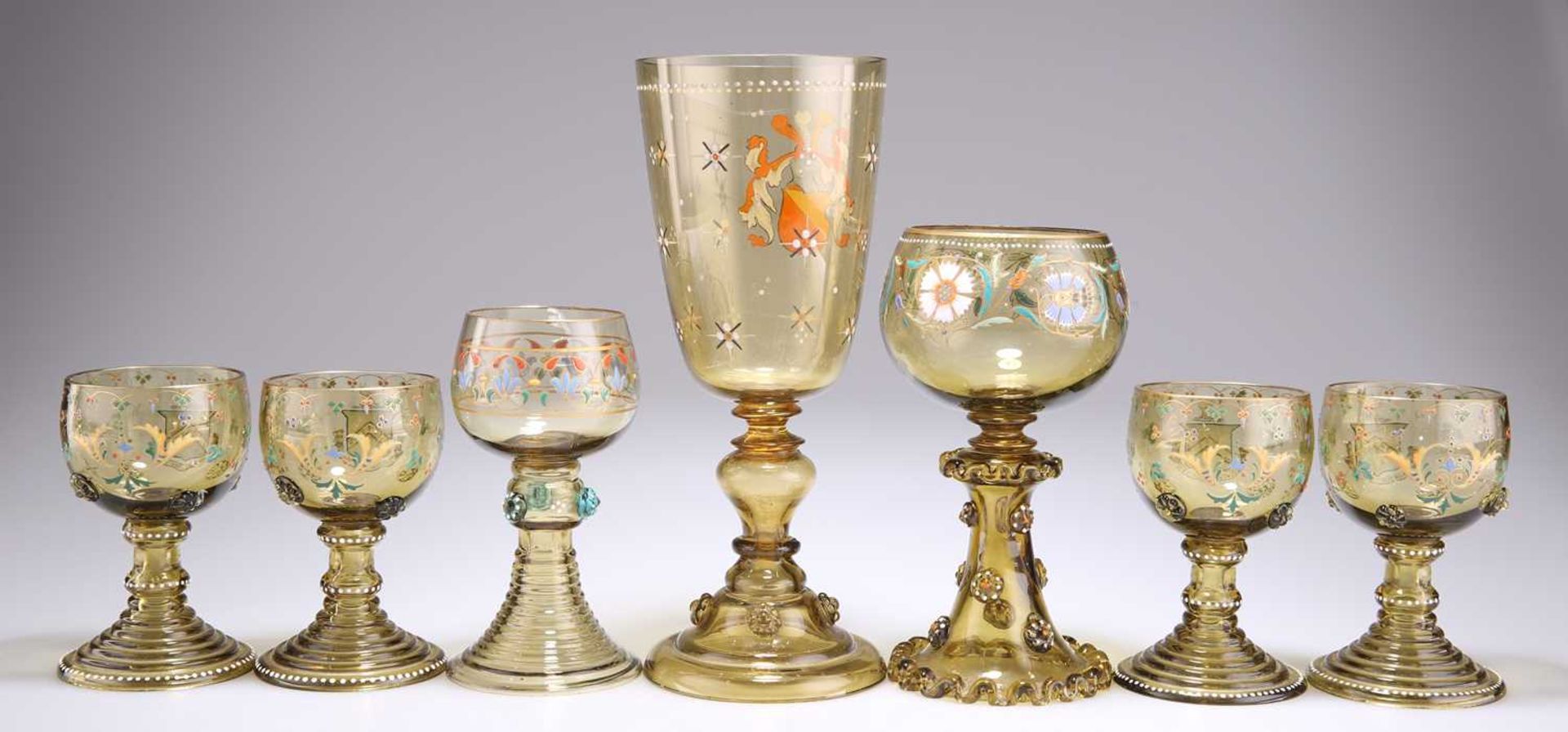 A COLLECTION OF LATE 19TH CENTURY ENAMEL PAINTED DRINKING GLASSES