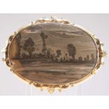 A VICTORIAN LANDSCAPE AGATE LARGE BROOCH