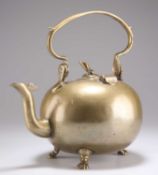 A 19TH CENTURY BRASS MELON-SHAPED KETTLE