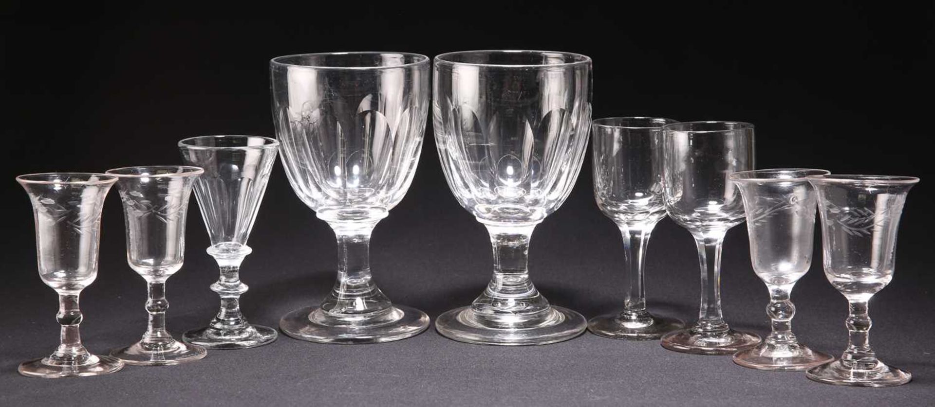 A GROUP OF 18TH CENTURY AND LATER DRINKING GLASSES