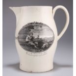 A LARGE LATE 18TH CENTURY CREAMWARE MARRIAGE JUG