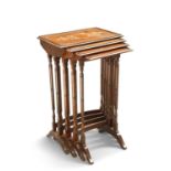 A QUARTETTO OF MOTHER-OF-PEARL INLAID ROSEWOOD NESTING TABLES, CIRCA 1900