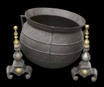 A 19TH CENTURY IRON CAULDRON