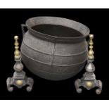 A 19TH CENTURY IRON CAULDRON