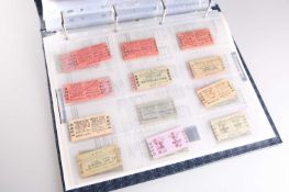 ALBUM OF LEUCHTTURM PAGES FILLED WITH LIVERPOOL OVERHEAD RAILWAY CO TRAIN TICKETS