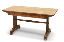 A REGENCY ROSEWOOD PILLAR-END LIBRARY TABLE