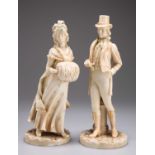 A PAIR OF ROYAL WORCESTER BLUSH FIGURES, MODELLED BY JAMES HADLEY, CIRCA 1885