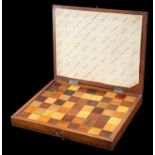 A RARE 19TH CENTURY BOX OF SPECIMEN WOODS