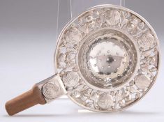 A CHINESE EXPORT SILVER TEA STRAINER