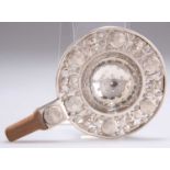 A CHINESE EXPORT SILVER TEA STRAINER