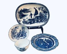 FOUR PIECES OF CAUGHLEY BLUE AND WHITE