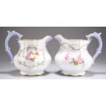 TWO ROYAL CROWN DERBY FLORAL-PAINTED JUGS