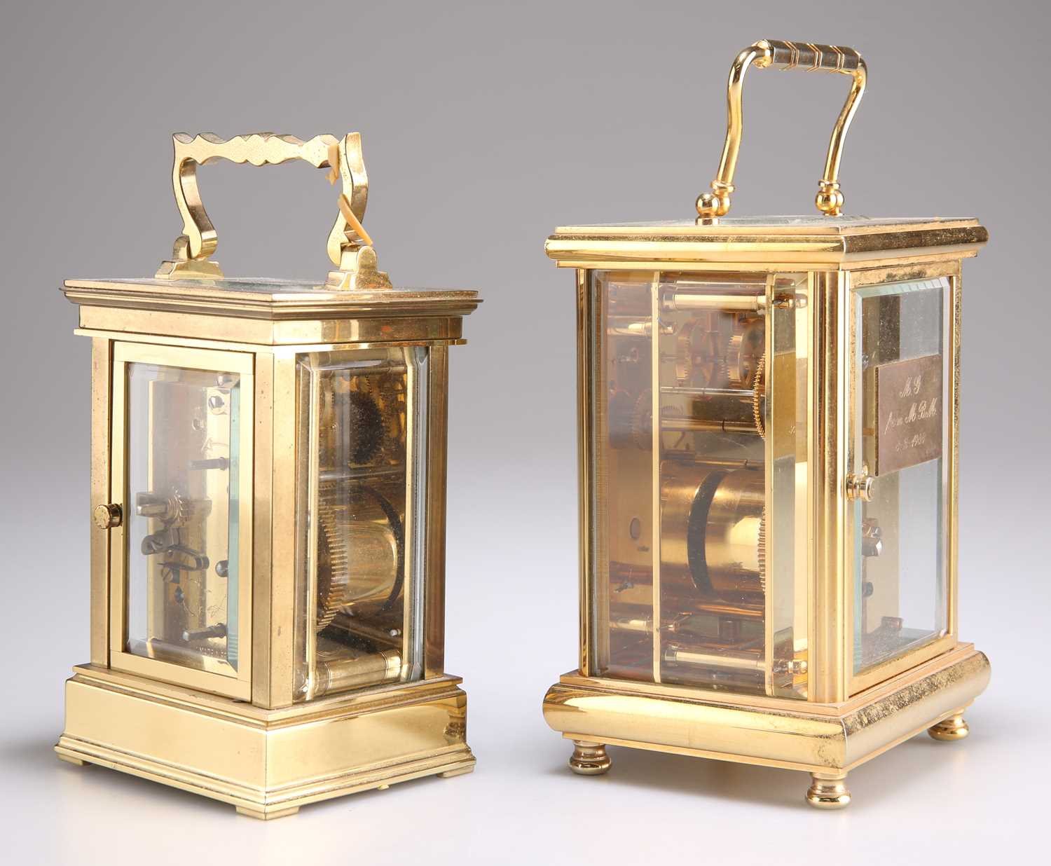 TWO BRASS CASED CARRIAGE CLOCKS - Image 2 of 2