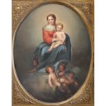 A LATE 19TH CENTURY PORCELAIN PLAQUE, 'THE VIRGIN OF THE ROSARY', AFTER BARTOLOMÉ ESTÉBAN MURILLO