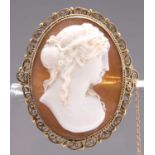 A 19TH CENTURY SHELL CAMEO BROOCH