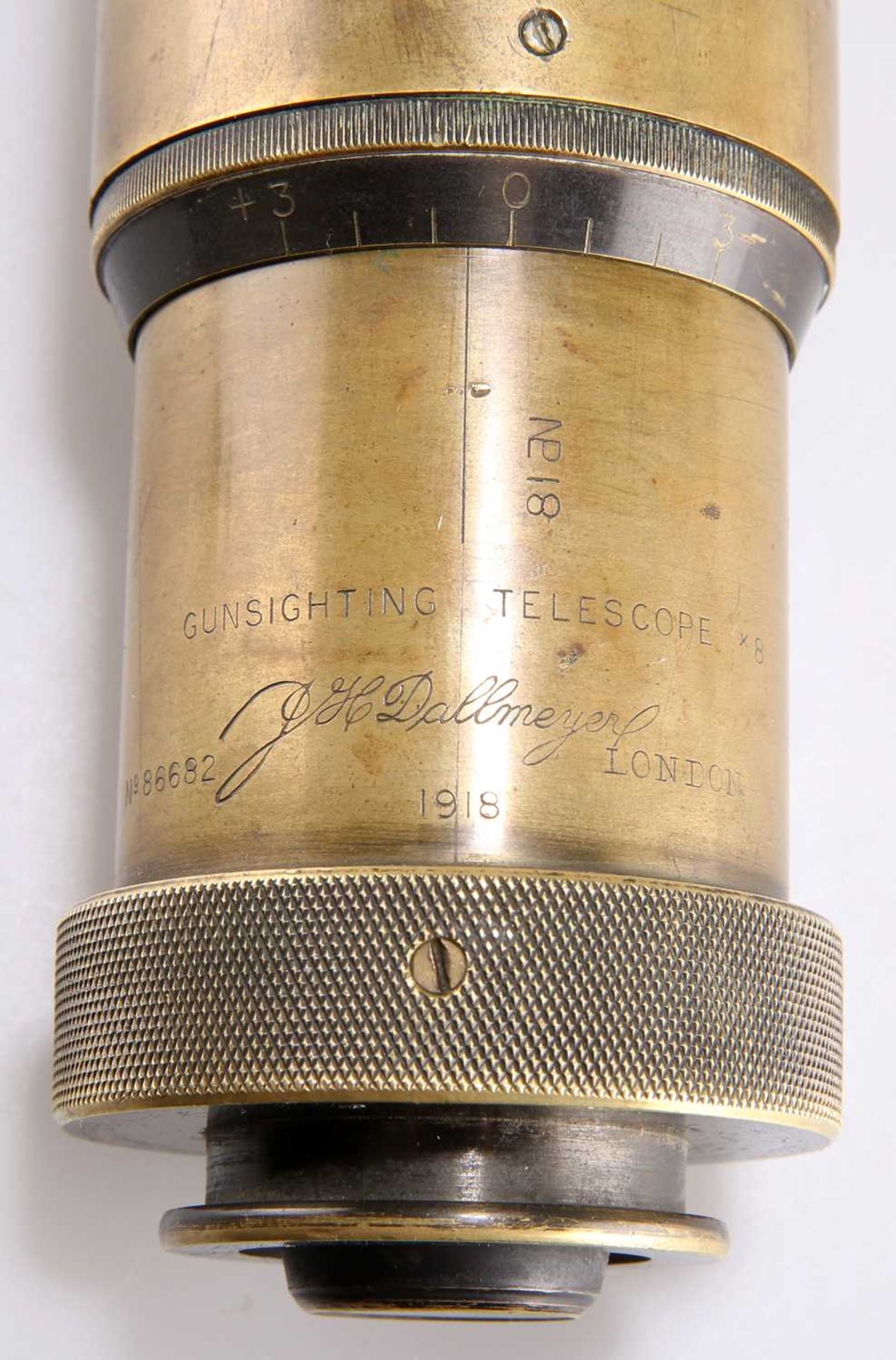 A WORLD WAR I BRASS GUNSIGHTING TELESCOPE - Image 2 of 2