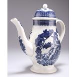 AN EARLY 19TH CENTURY BLUE AND WHITE PEARLWARE COFFEE POT