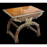 A RENAISSANCE STYLE PARCEL-GILT WALNUT STOOL OR TABLE