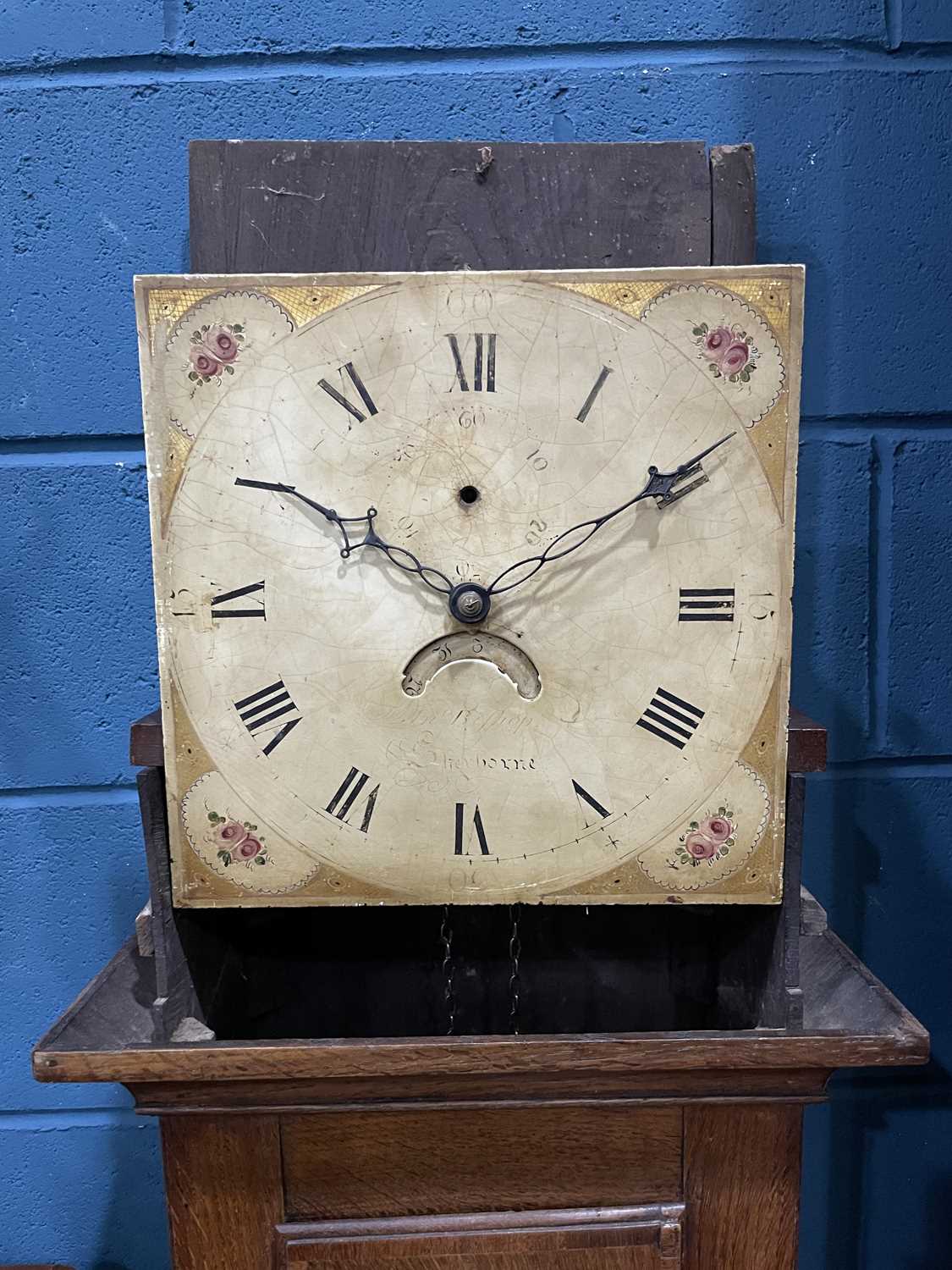 AN OAK 30-HOUR LONGCASE CLOCK - Image 6 of 6