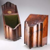 A PAIR OF GEORGE III MAHOGANY KNIFE BOXES