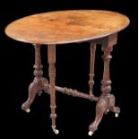 A VICTORIAN BURR WALNUT SUTHERLAND TABLE