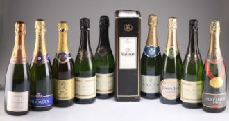 TEN 75CL BOTTLES OF CHAMPAGNE AND CREMENT WINES