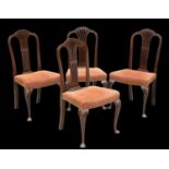 A SET OF FOUR GEORGE III STYLE MAHOGANY DINING CHAIRS