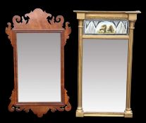 AN EARLY 19TH CENTURY VERRE EGLOMISE PIER MIRROR