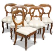 A MATCHED SET OF SIX VICTORIAN MAHOGANY BALLOON-BACK CHAIRS