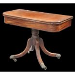 A REGENCY MAHOGANY FOLDOVER TEA TABLE