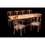 ALAN GRAINGER, AN ACORNMAN OAK 'WISHBONE' DINING TABLE AND SIX CHAIRS