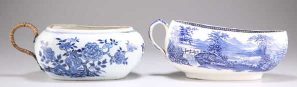 A CHINESE EXPORT BLUE AND WHITE BOURDALOUE
