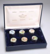 A SET OF SIX ELIZABETH II SILVER AND ENAMEL LIMITED EDITION 'WILDFOWL' BOXES