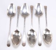 A SET OF SIX 18TH CENTURY SILVER TABLESPOONS