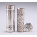 A WILLIAM AND MARY SILVER TUBULAR NUTMEG GRATER