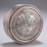 A FRENCH ENGRAVED SILVER CIRCULAR BOX