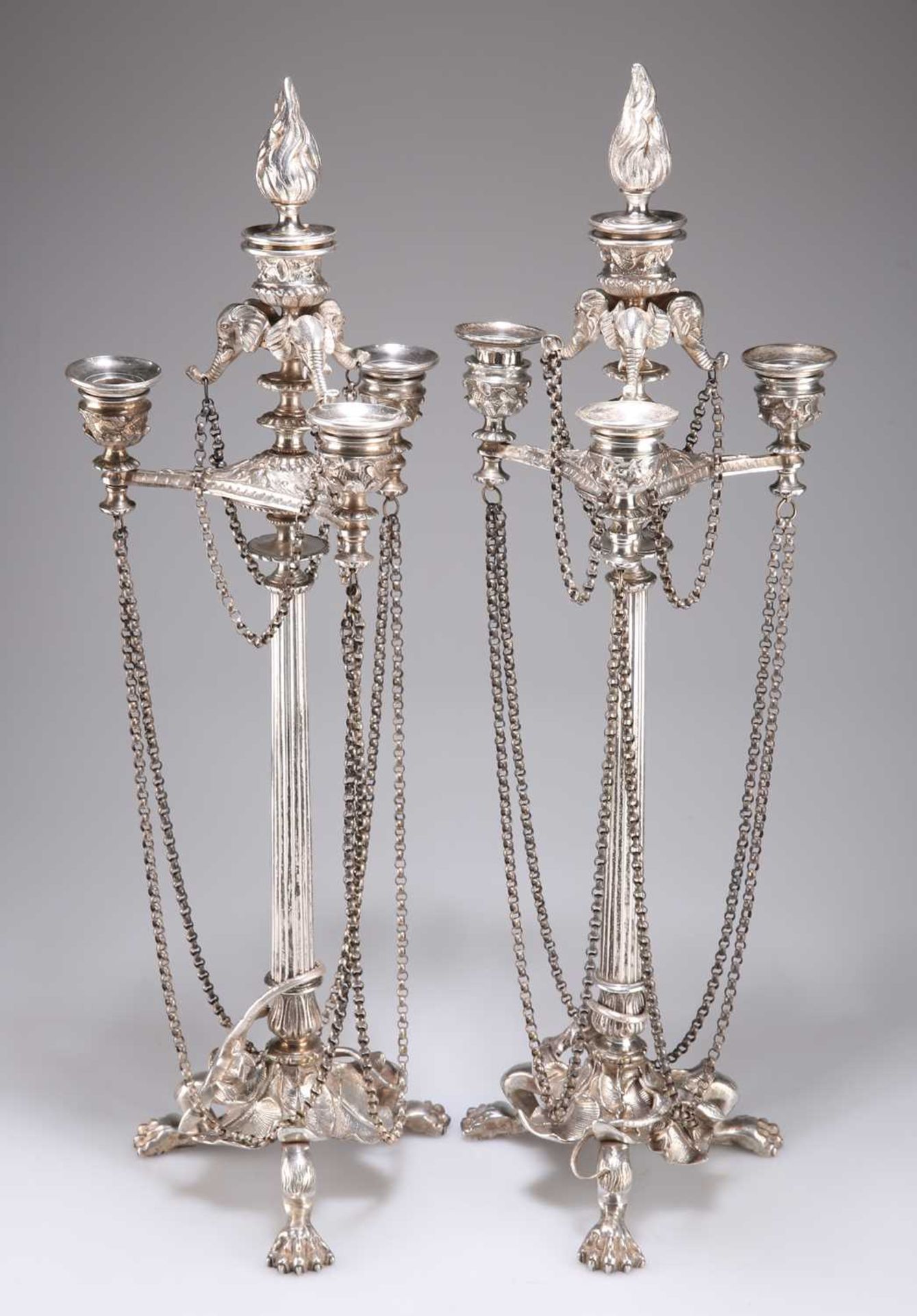 A PAIR OF 19TH CENTURY SILVER-PLATED CANDELABRA - Image 2 of 4