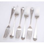 A SET OF SIX GEORGE III SILVER TABLE FORKS