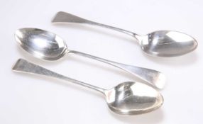 THREE SHEFFIELD SILVER OLD ENGLISH PATTERN TABLE SPOONS